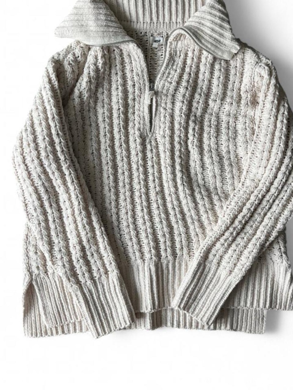 Cream Aerie Cable-Knit Half-Zip Sweater - Women